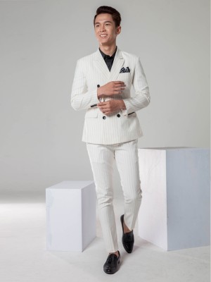 ÁO VEST NAZAFU SỌC TRẮNG KEM 1135